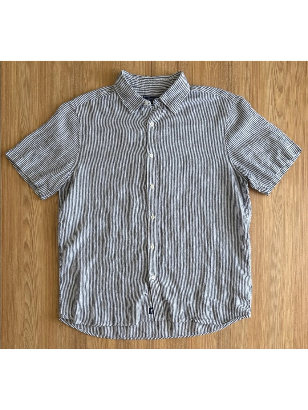 Vineyard Vines Mens 100% Linen Button Up Shirt L Short Sleeve Blue Stripe Travel